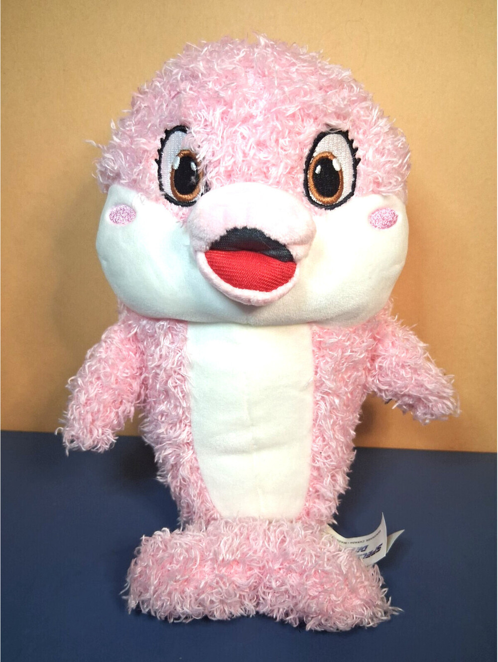 Ideal Toys Cute Pink and White Plush Seal Stuffed Animal Toy Stuffy